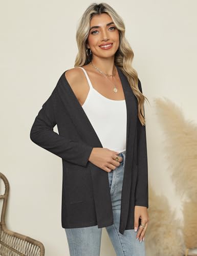 Image of Micoson Long Sleeve Lightweight Thin 2025 Summer Cardigan for Women Casual Loose Fit Kimono Cover Up with Pockets
