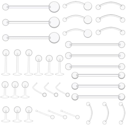Lusofie 36Pcs Clear Piercing Retainers Set Cover