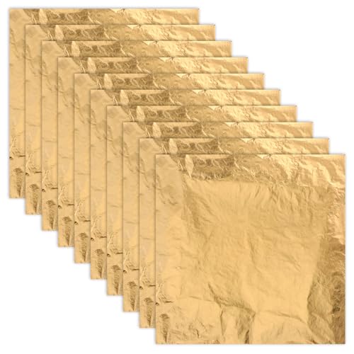 200 Pcs Gold Leaf Sheets for Art Gold Foil Imitation Gold Foil Sh...