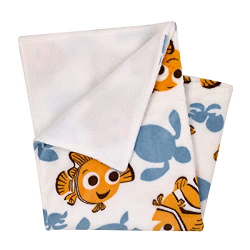Image of Disney Finding Nemo Orange, Teal, and White Sea Turtles Super Soft Sherpa Baby Blanket