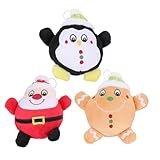 Abaodam 3 個クリスマスぬいぐるみ 犬とペンギンとサンタの可愛いカートゥーンぬいぐるみ 向け家用デコレーション 柔らかく快適な触感で温