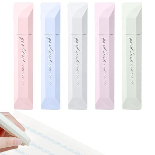 5 Pcs Double Sided Tape Pens COGVOHY Double Sided Tape Roller Pens Glue Tapes Roller for School Home Office Crafting Gift Wrapping Photo Album Cards Journaling Scrapbooking Supplies 5 Colours