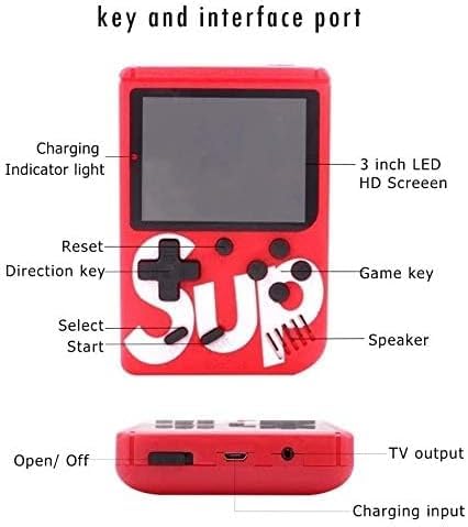 Image of TOYTONIC Retro Handheld Gaming Console, 400 Classic Built-in Games, 3.0-Inch Screen, Rechargeable Battery, Portable Video Game Player with TV Output (Red)