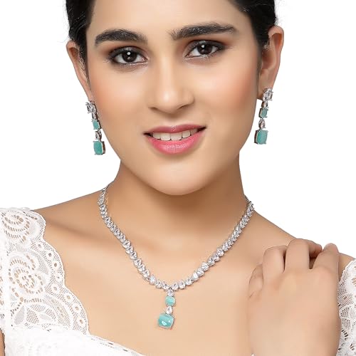 Square American Diamonds Necklace Set
