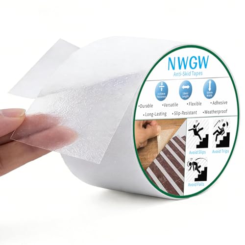 Image of Clear Anti Slip Tape for Stairs & Bathtubs, 4 inch x50FT Non-Skid Transparent Grip Tape - Soft PVC Safety Traction for Bare Feet, Pool Decks, Boats, Shower Floors