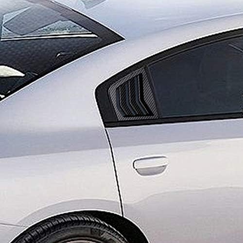 Carbon Fiber Look Side Window Louvers Scoop Cover Vent Sun Shade Cover Compatible with 2011-2021 Dodge Charger (ABS, Fits for All Weather)