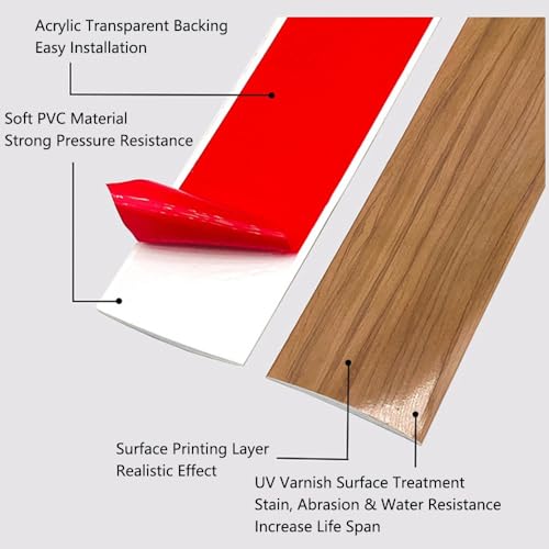 Gelbe Eiche, Selbstklebendes PVC-Abschlussband für Holztürkanten, flexibler Laminatboden-Übergangsstreifen, Fugenabdeckung für Türöffnungen und Vinylböden