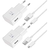 2er-Pack USB Ladegerät mit 1,5m Ladekabel Micro-USB Schnellladekabel Kompatibel mit Samsung Galaxy S7 S6 Edge/S5/S4/S3/S2/Note 4/5/A03/J7/J5/J3/Tab A 7 .0, Handy Schnellladegerät Netzteil Adapter