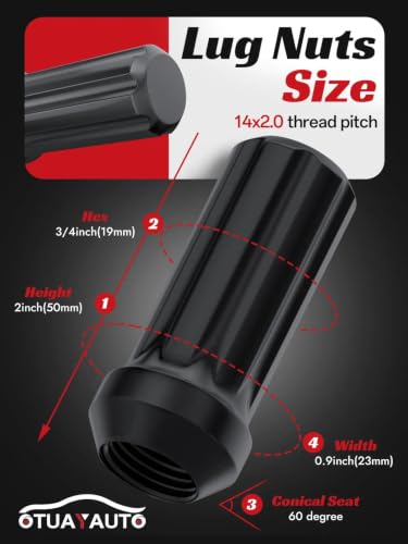 Image of OTUAYAUTO M14x2.0 7Spline Black Wheel Lug Nuts, fit for 2004-2014 Ford F150