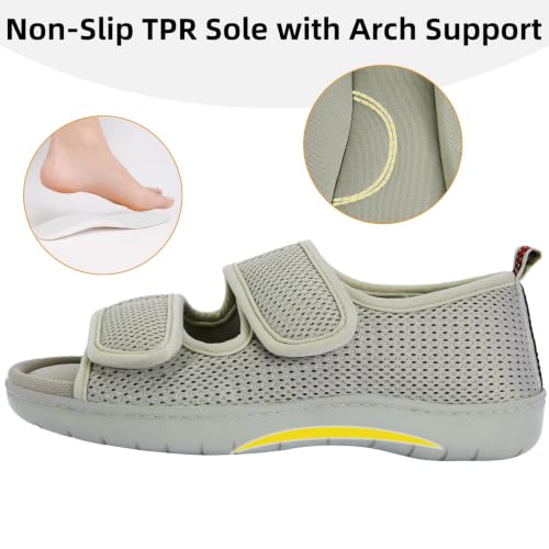 Image of Women's Slippers with Arch Support, Adjustable Open Toe Shoes for Diabetic