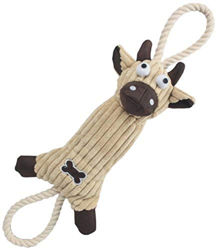 Pet Life ® 'Plush Cow' Eco-Natural Jute Rope Squeak and Tug Plush Dog Toy