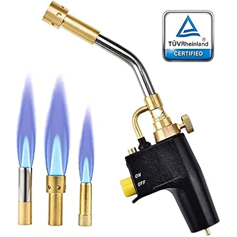 SEAAN MAPP Propane Torch Multi Purpose Trigger Start Propane Torch with 3 Nozzles/Tips, Gas cylinders not Included Cover