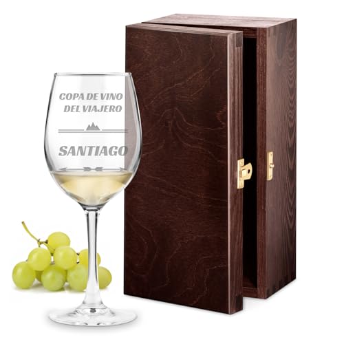 Maverton Copa de Vino con Grabado Láser 350 ml - Regalos Originales para Mujer Amante del Vino Hermana Amiga Regalos Cumpleaños Mujer - Estilosa Copa de Vidrio Transparente - Viajero