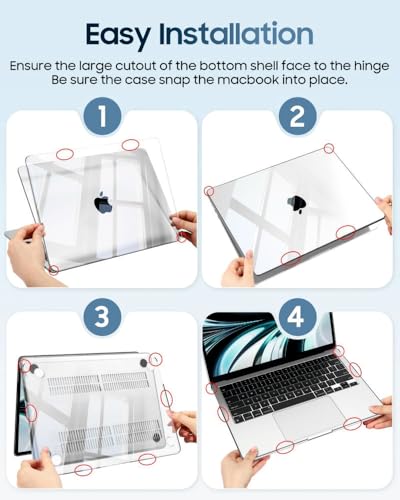 Image of Case for MacBook Air 13.6 Inch A3449 A3240 A3113 A2681 (2026 2025 2024 2023 2022 Release) - Protective Snap On Hard Shell Cover for MacBook Air 13.6 Inch M5 M4 M3 M2 Chip (Crystal Clear)