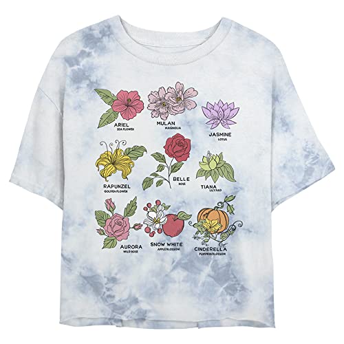T-Shirt Disney Fleurs de Princesse haut mode imprimé floral blanc bleu S