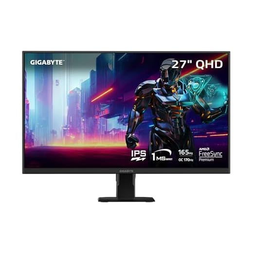 GIGABYTE GS27Q 27" 165Hz 1440P Gaming Monitor, 2560 x 1440 SS IPS Display, 1ms (MPRT) Response Time, HDR Ready, FreeSync Premium, 1x Display Port 1.4, 2X HDMI 2.0