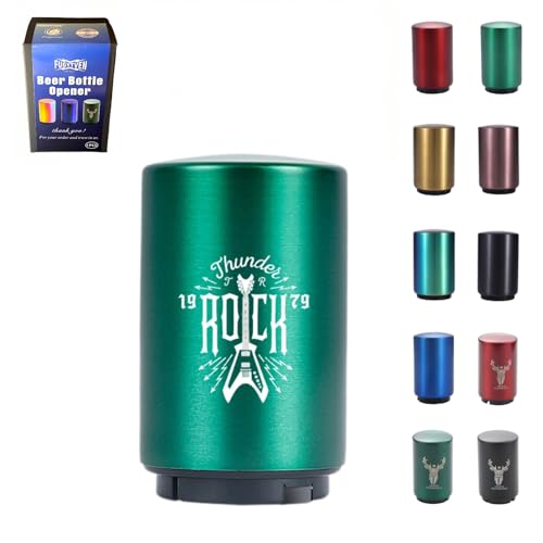 FUGYTVEN Décapsuleur poussoir | Acier 304 automatique | À une main et sans dommages | Extracteur de bouchon de bière/soda et attrape-aimant | Cadeau ultime pour homme, papa, amateurs de bière (roche