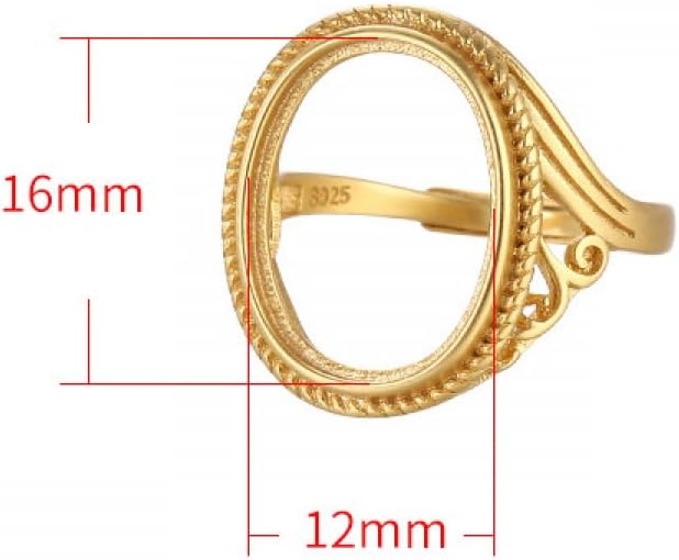 Adjustable Ring Base (7X9mm/8X10mm/10X12mm/13X18mm Oval Cabochon Blank) S925 Silver Retro Ring Bezel Setting DIY Ring Blanks for Jewelry Making Accessories