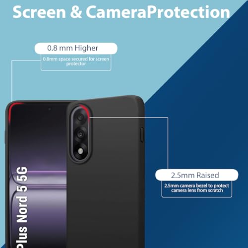 Image of LIRAMARK Liquid Silicone Soft Back Cover Case for OnePlus Nord 5 5G| Soft Micro-Fibre Lining Inside | Camera Protection Bump (Black)