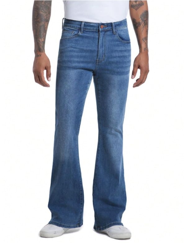 Image of Ben Martin Men's Bootcut Bell Bottom Jeans || Flared Denim Jean for Men || Stretchable Mid Rise Cotton Pants || Retro Style Casual Wear Bootcut' Denim' Jeans;