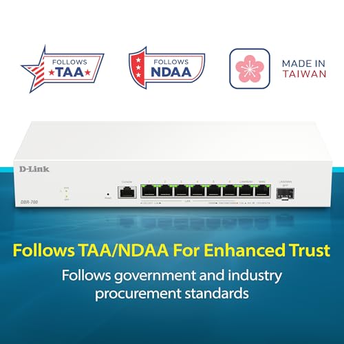 Image of D-Link Guardian 700 Pro Multi-Gig Business Router with SFP (DBR-700), Premium Router with Multi-WAN Failover, SPI Firewall, 8X 2.5GbE LAN with SFP, VPN