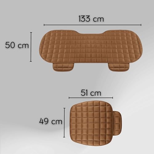 Kit 3 Capas De Assento Para Banco de Carro Almofadado Confortável Em Suede Com Porta Objetos (MARROM