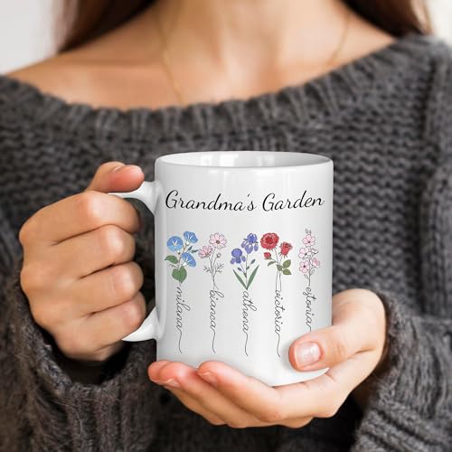 Taza personalizada para abuela con nombre y flor natal miniatura 4