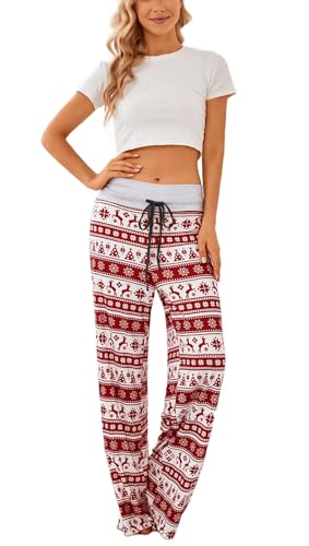 Image of Women Pajama Pants Comfy Lounge Wide Leg Casual Stretch Palazzo Drawstring Pj Bottoms Pants S-3XL