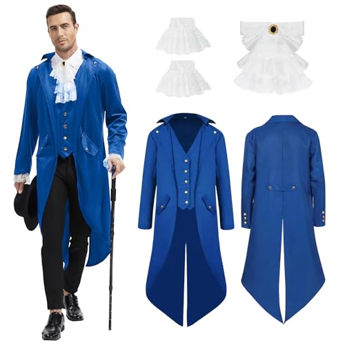 Manteau gothique homme bleu idéal pour vos soirées Halloween et carnaval