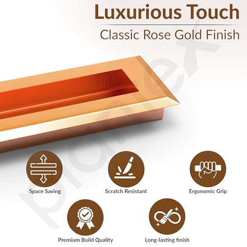 Image of Plantex Sliding Door Handle /Concealed Handle for Sliding Door /224mm Concealed Handle for Wardrobe /Kitchen Cabinet - Pack of 4 (Rose Gold)