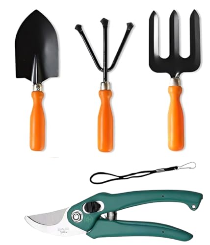 Image of Yo Green Gardening Hand Tools Set - 4 Pcs (Cultivator, Trowel, Weeder, Pruner), Gardening Tools for Home Garden, Durable Plant Tool Kit, Farming Tools (4 Pc Tool)