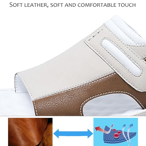Men'S Leather Open Toe Summer Slide Sandals Comfortable Lightweight Non-Slip Flat Beach Outdoor Slippers Casual Fisherman Slip-On Sandals3