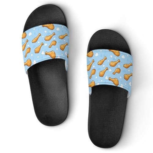 Fried Chicken Legs Sky Cloud House Sandals Slip On Bathroom Slippers Beach Summer Shoes for Men Women