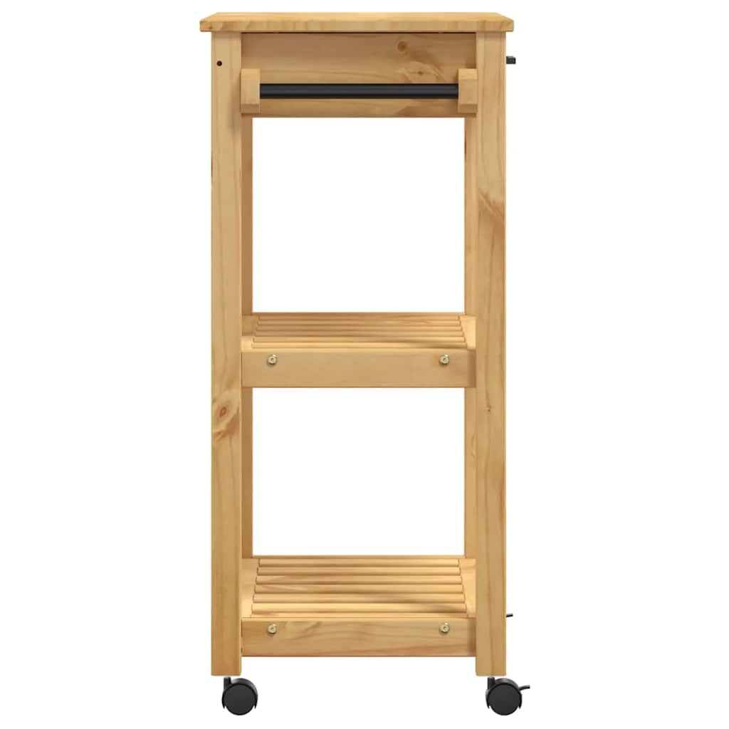 vidaXL Küchenwagen, Servierwagen mit viel Stauraum, Beistellwagen für Küche Wohnzimmer Badezimmer, Trolley Küche Küchenregal Gemüsewagen, Massivholz Kiefer