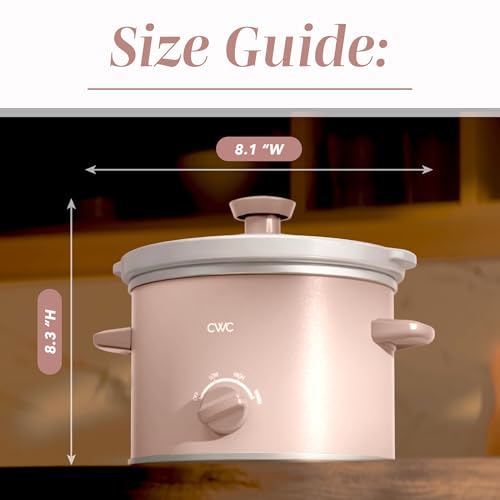 Image of COOK WITH COLOR 2QT Mini Electric Round Slow Cooker - Adjustable Settings, Removable Stoneware Pot, Tempered Glass Lid, Dishwasher Safe, Cool-Touch Side Handles, Dusty Rose