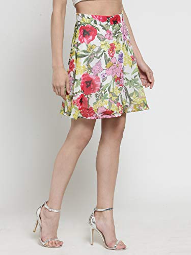 Image of Sera Women's Floral Print Black Viscose Rayon A-Line Casual Mini Skirt