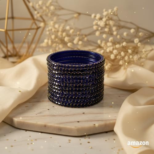 Image of SUNDRAM Raindrop Glass Bangles Set for Women & Girls, Transparent Crystal Kanch Ki Chudi for Wedding & Party, Set of 12