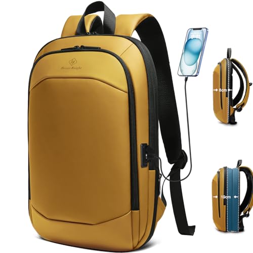 HEROIC KNIGHT Mochila para laptop de 17.3 pulgadas, mochila expandible, impermeable, ligera, antirrobo, mochila de viaje para negocios, trabajo, deportes, viajes, oficina, Amarillo, Negocios
