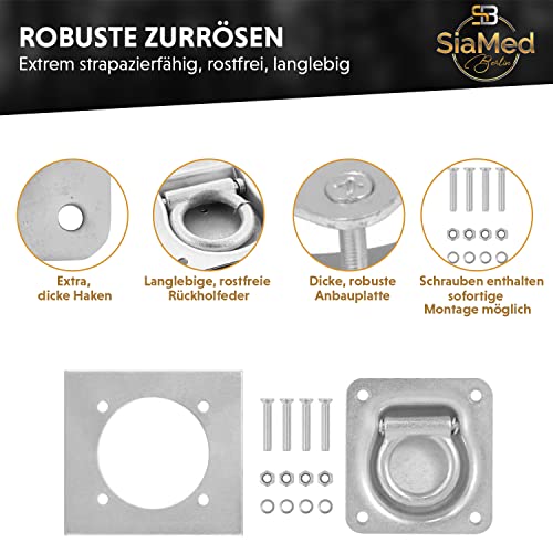 4X Zurrösen mit Gegenplatten und Schrauben, Zurrmulden, Zugkraft 800daN, Anhänger Zubehör, Verzurrösen für PKW, Anhänger… – Bild 7