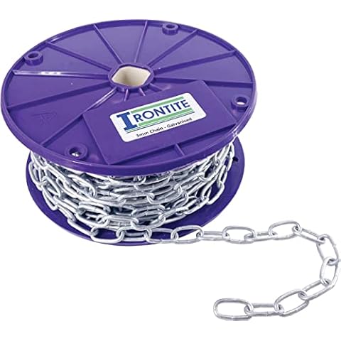 IRONTITE® Heavy Duty 3mm Metal Chain Link 1M - 30M Long, Hot Dipped Galvanised Chain for Long Lasting Weather Protection, Heavy Duty Chain to Suit A Variety of Uses. (1 Metre) Cover