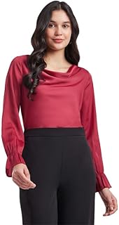 fablestreet Silk Cowl Neck Top - Maroon-picture-11