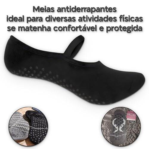 6 Pares Meia Sapatilha Antiderrapante Pilates Hidroginástica Yoga