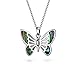 Bling Jewelry Fine Colore Iridescente cambiando Arcobaleno Abalone Shell Inlay Butterfly Pendant Collana per Donna per Adolescente .925 Sterling Silver con Catena
