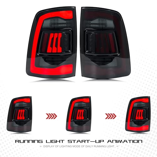 inginuity time LED Tail Lights for Dodge Ram 2009-2018 4th Gen Start-up Animation Sequential Turn Signal Rear Lamps Accessary Assembly (Black) by inginuity time - Used condition - Image 4