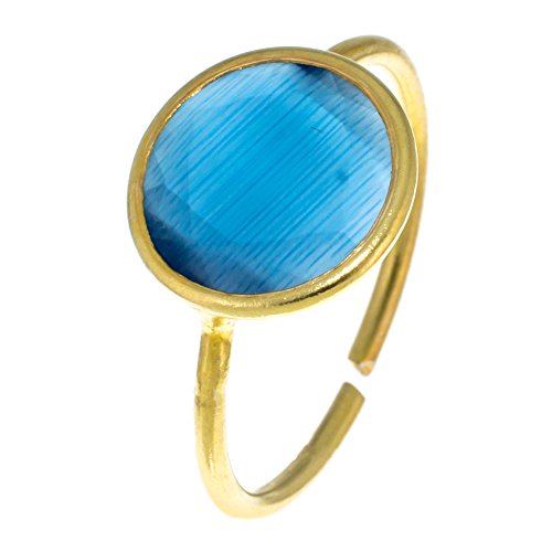 Córdoba Jewels | Anillo en Plata de Ley 925 bañada en Oro. Diseño Círculo Azul Oro