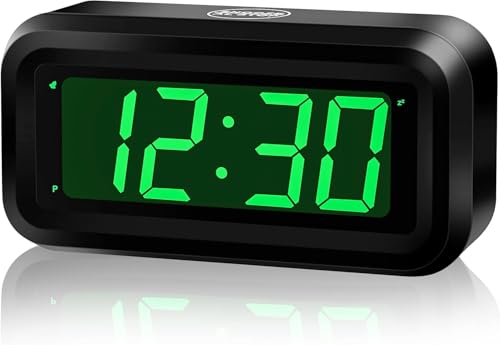KWANWA Reloj Despertador, Funciona con Pilas, Pantalla de 12/24 Horas, Brillo de 3 Niveles, función de repetición, pequeño Reloj Digital de mesita de Noche para Dormitorio, Oficina, hogar (Pantalla