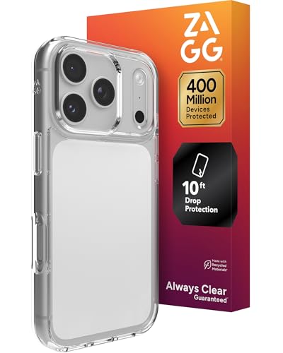 ZAGG Crystal Palace Lite Coque pour iPhone 17 Pro - Transparente, Protection Contre Les Chutes (10ft / 3 m), Ultra Fine et légère, élégante et Minimaliste avec Design Transparent, Technologie