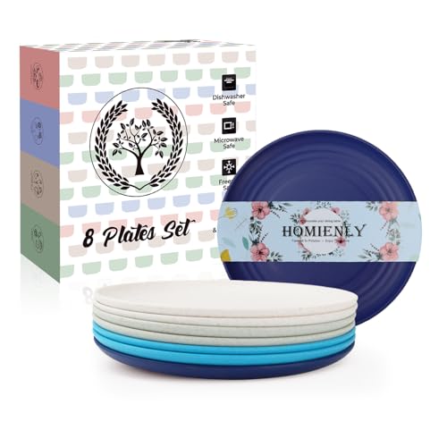 Image of Homienly Wheat Straw Mini Plates | For Dessert, Appetizer, Breakfast & Snacks | Long-lasting Plastic Plates & Salad Plates Collection -8-Pack Small Plate Set -Island Series