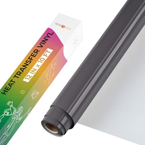 Image of HTVRONT Heat Transfer Vinyl-12 x 10FT Dark Grey HTV Vinyl for T-Shirts, Iron on Vinyl Roll for All Cutting Machines - Easy to Cut & Weed Vinyl Heat Transfer (Dark Grey)