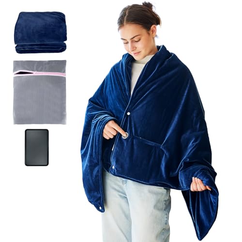 GLITI USB Heated Blanket,Cordless Electric Blanket with 10000mAH Battery,61" x 34" Heated Throw Blanket with 3 Fast-Heating Levels,Machine Washable Super CozySoft Portable Heated Blanket for Women Men